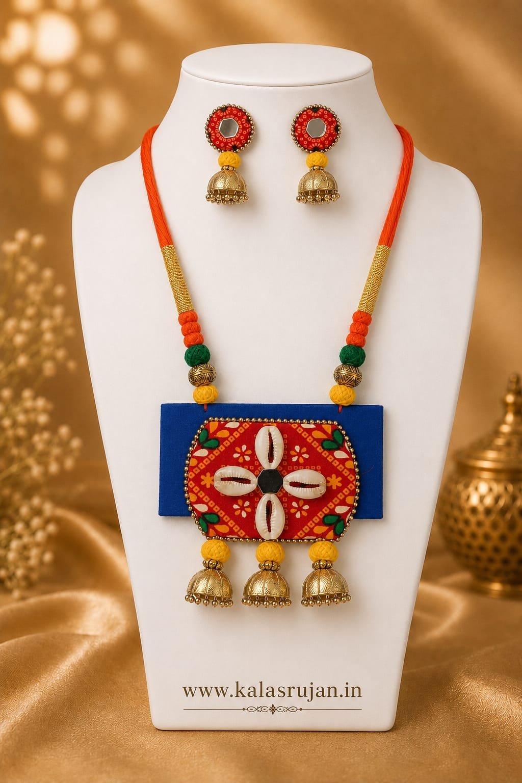 Indigo Orange Folk Floral Set