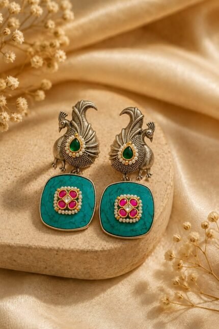 Royal Peacock Turquoise Drop Earings