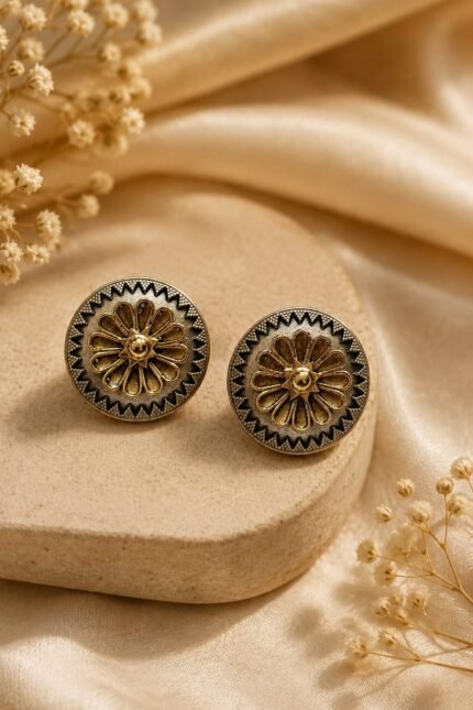 Antique Floral Disc Earings